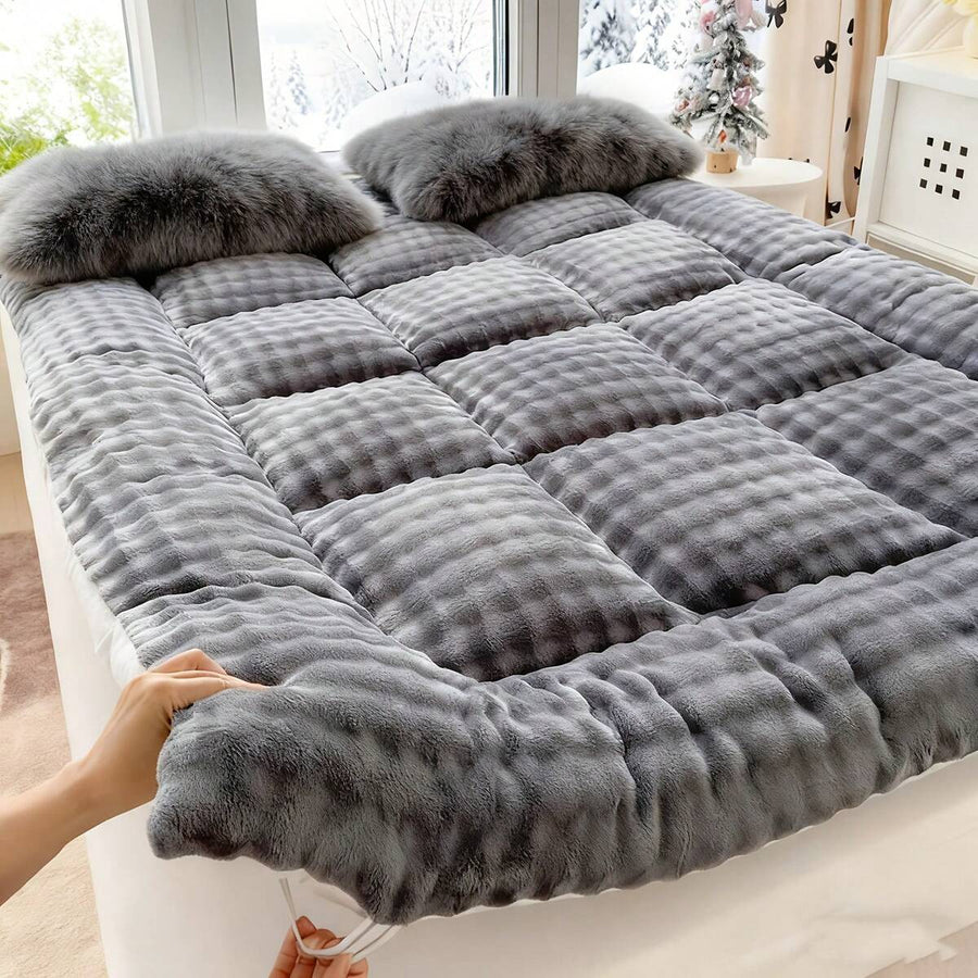 Oaskys Cute Soft Mattress Topper - Comfort Breathable Fiber Filling Folding Roll Up Mattress Sleeping Pad, 6-8cm Warm Thickness Quilted Mattress Topper For Sleeping